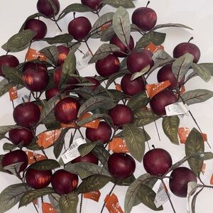 Bloom Faux Red Apple Stems with Green Leaves Set of  30 NWT RED APPLES Faux 🍁